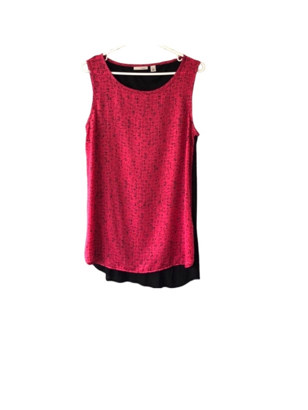 Halogen Hot Pink & Black Sleeveless Tunic Knit Tank Top Medium
